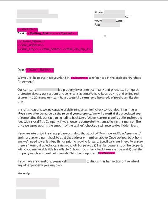 Anonymous Land Buyer